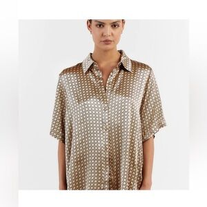 DISSH Metallic Gold Geometric Button-Down Shirt